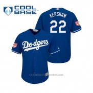 Maglia Baseball Uomo Los Angeles Dodgers Clayton Kershaw Cool Base Allenamento Primaverile 2019 Blu