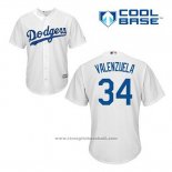 Maglia Baseball Uomo Los Angeles Dodgers Fernando Valenzuela 34 Bianco Home Cool Base