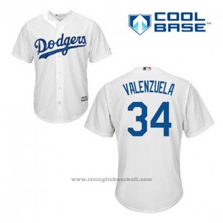 Maglia Baseball Uomo Los Angeles Dodgers Fernando Valenzuela 34 Bianco Home Cool Base