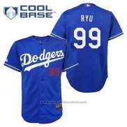 Maglia Baseball Uomo Los Angeles Dodgers Hyun Jin Ryu 99 Blu Cool Base