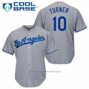 Maglia Baseball Uomo Los Angeles Dodgers Justin Turner 10 Grigio Cool Base