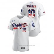 Maglia Baseball Uomo Los Angeles Dodgers Justin Turner 2020 Stars & Stripes 4th of July Bianco