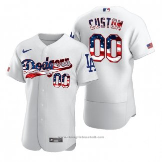 Maglia Baseball Uomo Los Angeles Dodgers Personalizzate Stars & Stripes 4th Of July Bianco