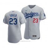 Maglia Baseball Uomo Los Angeles Dodgers Steven Souza Autentico Alternato Grigio