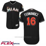 Maglia Baseball Uomo Miami Marlins 16 Jose Fernandez Nero Flex Base