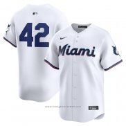 Maglia Baseball Uomo Miami Marlins 2024 Jackie Robinson Day Home Limited Bianco