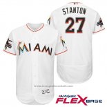Maglia Baseball Uomo Miami Marlins 27 Giancarlo Stanton Bianco 2017 Flex Base