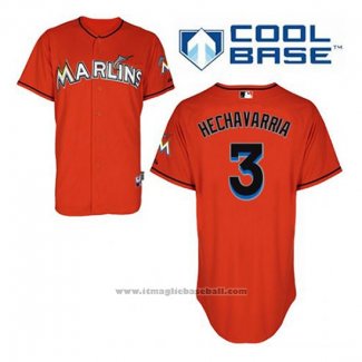 Maglia Baseball Uomo Miami Marlins Adeiny Hechavarria 3 Arancione Alternato Cool Base