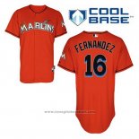Maglia Baseball Uomo Miami Marlins Jose Fernandez 16 Arancione Alternato Cool Base