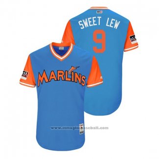 Maglia Baseball Uomo Miami Marlins Lewis Brinson 2018 LLWS Players Weekend Sweet Lew Blu