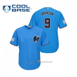 Maglia Baseball Uomo Miami Marlins Lewis Brinson Cool Base Allenamento Primaverile 2019 Blu