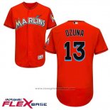 Maglia Baseball Uomo Miami Marlins Marchell Ozuna 13 Flex Base Firebrick