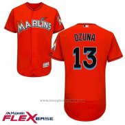 Maglia Baseball Uomo Miami Marlins Marchell Ozuna 13 Flex Base Firebrick