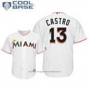 Maglia Baseball Uomo Miami Marlins Starlin Castro Cool Base Home Bianco