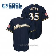 Maglia Baseball Uomo Milwaukee Brewers Brent Suter Cool Base Allenamento Primaverile 2019 Blu