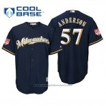 Maglia Baseball Uomo Milwaukee Brewers Chase Anderson Cool Base Allenamento Primaverile 2019 Blu