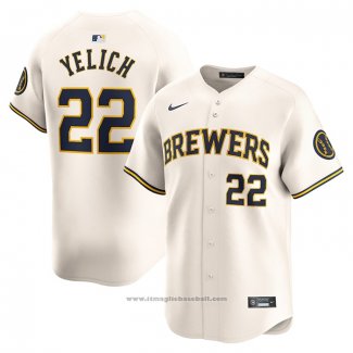 Maglia Baseball Uomo Milwaukee Brewers Christian Yelich Home Limited Crema