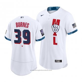 Maglia Baseball Uomo Milwaukee Brewers Corbin Burnes 2021 All Star Autentico Bianco