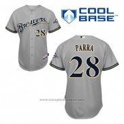 Maglia Baseball Uomo Milwaukee Brewers Gerardo Parra 28 Grigio Cool Base