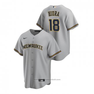 Maglia Baseball Uomo Milwaukee Brewers Keston Hiura Replica Road Grigio