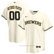 Maglia Baseball Uomo Milwaukee Brewers Primera Pick-A-player Retired Roster Replica Crema