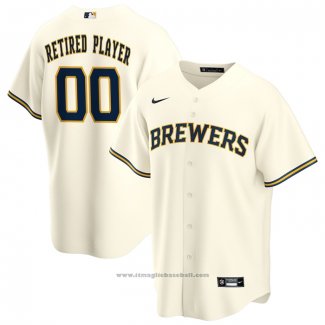 Maglia Baseball Uomo Milwaukee Brewers Primera Pick-A-player Retired Roster Replica Crema