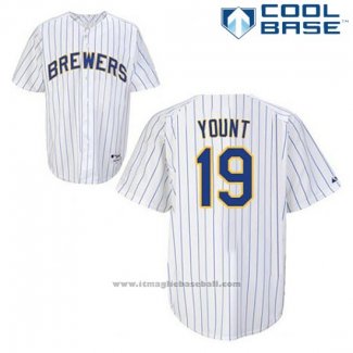 Maglia Baseball Uomo Milwaukee Brewers Robin Yount 19 Bianco Cool Base