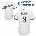 Maglia Baseball Uomo Milwaukee Brewers Ryan Braun 8 Bianco Home Cool Base