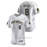 Maglia Baseball Uomo Milwaukee Brewers Ryan Braun Autentico 2020 Home Bianco