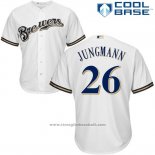 Maglia Baseball Uomo Milwaukee Brewers Taylor Jungmann Bianco Autentico Collection Cool Base Custom