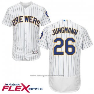 Maglia Baseball Uomo Milwaukee Brewers Taylor Jungmann Bianco Autentico Collection Flex Base