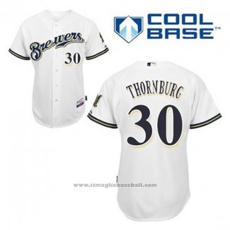 Maglia Baseball Uomo Milwaukee Brewers Tyler Thornburg 30 Bianco Home Cool Base