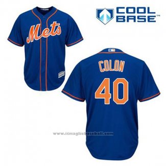 Maglia Baseball Uomo New York Mets Bartolo Colon 40 Blu Alternato Home Cool Base