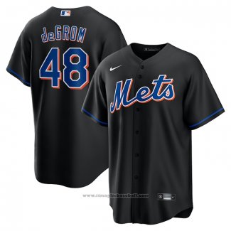 Maglia Baseball Uomo New York Mets Jacob Degrom 2022 Alternato Replica Nero