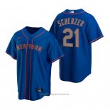 Maglia Baseball Uomo New York Mets Max Scherzer Replica Alternato Blu