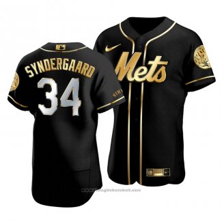 Maglia Baseball Uomo New York Mets Noah Syndergaard Golden Edition Autentico Nero