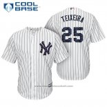 Maglia Baseball Uomo New York Yankees 2017 Stelle e Strisce Mark Teixeira Bianco Cool Base