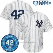 Maglia Baseball Uomo New York Yankees Jackie Robinson Cool Base Bianco Blu