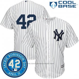 Maglia Baseball Uomo New York Yankees Jackie Robinson Cool Base Bianco Blu