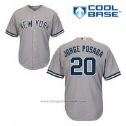 Maglia Baseball Uomo New York Yankees Jorge Posada 20 Grigio Cool Base