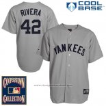 Maglia Baseball Uomo New York Yankees New York Mariano Rivera 42 Grigio Cool Base Cooperstown