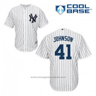 Maglia Baseball Uomo New York Yankees Randy Johnson 41 Bianco Home Cool Base