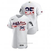 Maglia Baseball Uomo Oakland Athletics Stephen Piscotty 2020 Stars & Stripes 4th of July Bianco