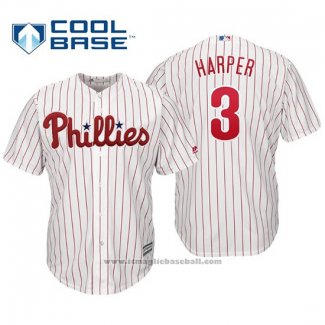 Maglia Baseball Uomo Philadelphia Phillies Bryce Harper Cool Base Home Bianco