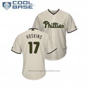 Maglia Baseball Uomo Philadelphia Phillies Rhys Hoskins 2018 Memorial Day Cool Base Crema