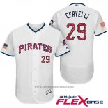 Maglia Baseball Uomo Pittsburgh Pirates 2017 Stelle e Strisce Francisco Cervelli Bianco Flex Base