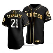 Maglia Baseball Uomo Pittsburgh Pirates Roberto Clemente Golden Edition Autentico Nero