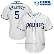 Maglia Baseball Uomo San Diego Padres 5 Alexi Amarista Bianco 2017 Cool Base