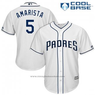 Maglia Baseball Uomo San Diego Padres 5 Alexi Amarista Bianco 2017 Cool Base