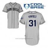 Maglia Baseball Uomo San Diego Padres Dave Winfield 31 Grigio Cool Base